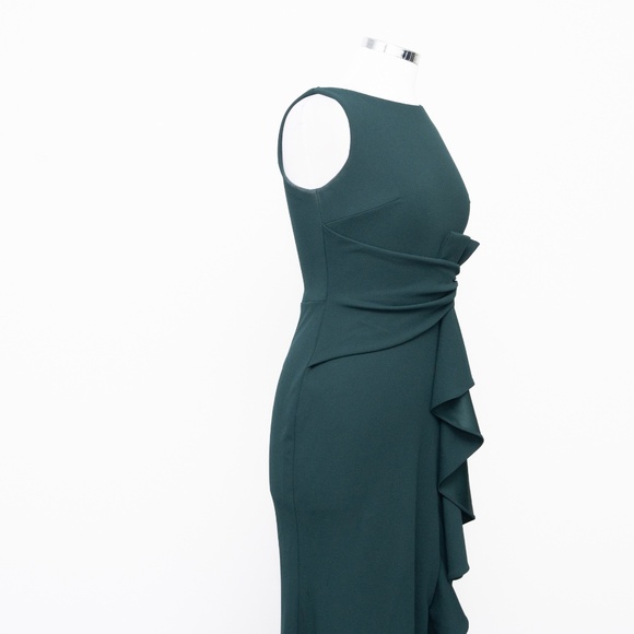 Betsy & Adam - Petite Christine Scuba Crepe Ruffled Bow Gown. - Picture 13 of 13